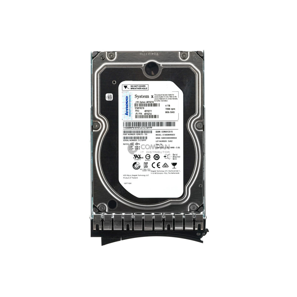 49Y6211 LENOVO HARD DRIVE  4TB 7.2K 6G SAS 3.5 LFF 49Y6214, 49Y6210