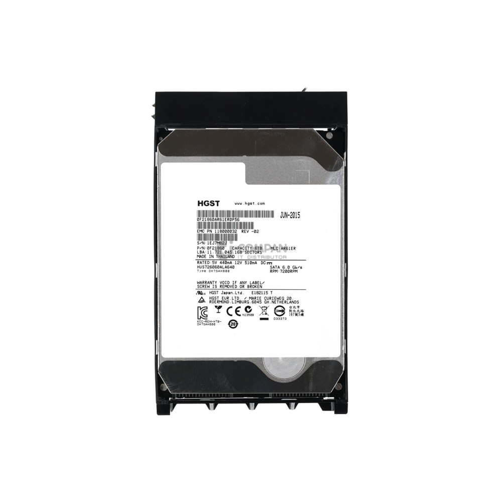 403-0150-01 EMC HARD DRIVE 6TB 7.2K 6G 3.5 LFF SATA 118000517, 118000032-02, ST6000NM0235, HUS726060ALA640