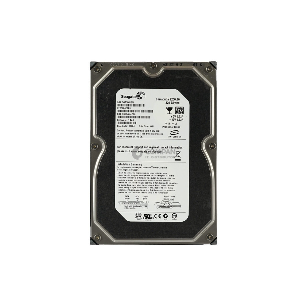 ST3320620AS SEAGATE HARD DRIVE 320GB 7.2K 3.5 SATA 9BJ14G-308