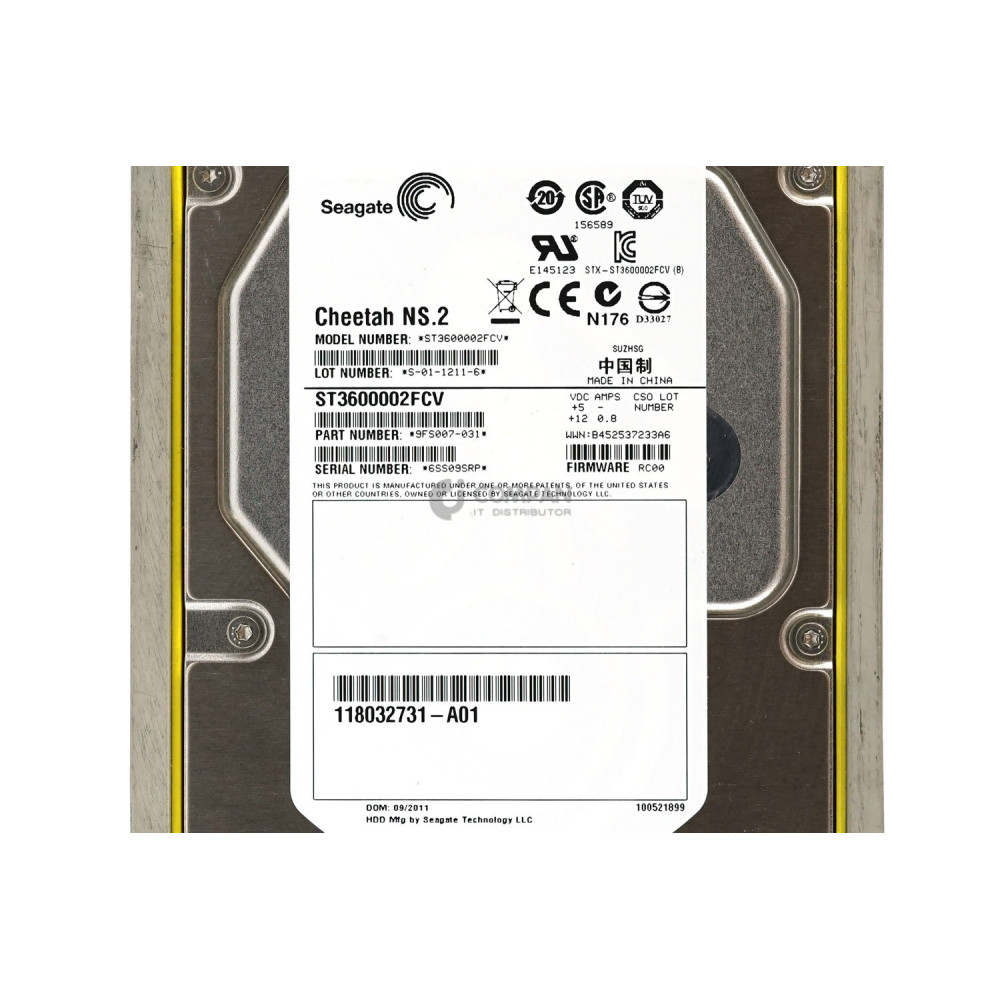 005049116 EMC HARD DRIVE 600GB 10K 2/4GB 520BPS 3.5 LFF FC 118032731-A01, ST3600002FCV