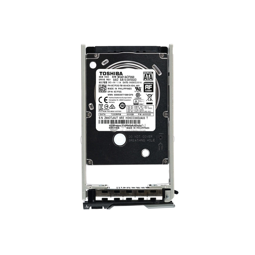 C7F2G DELL HARD DRIVE 500GB 7.2K 6G SATA 2.5 SFF 7MM 0C7F2G, MQ01ACF050, HDKCC00D2A03