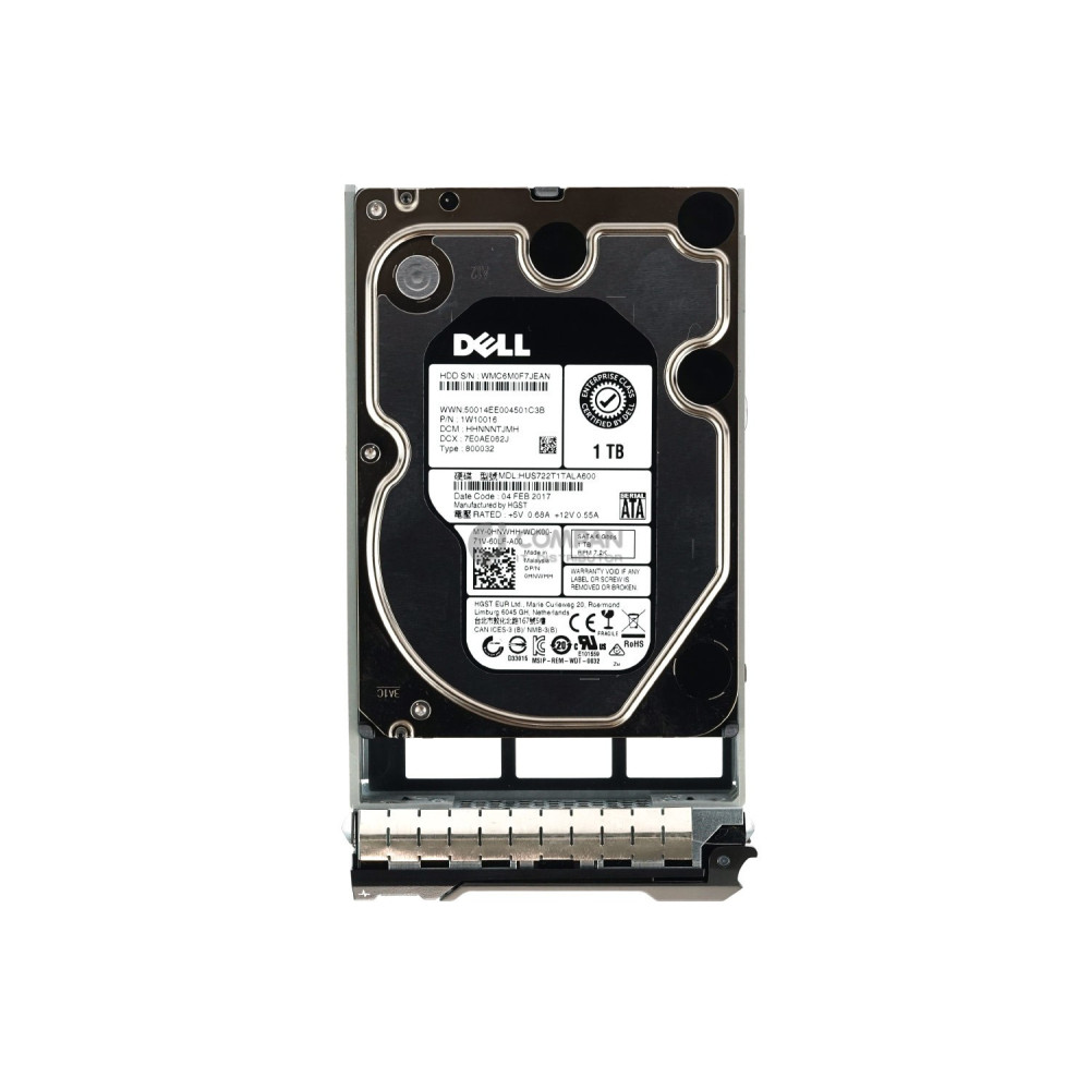 HNWHH DELL HARD DRIVE 1TB 7.2K 6G SATA III 3.5 LFF 0HNWHH, HUS722T1TALA600, 1W10016, HHNNNTJMH