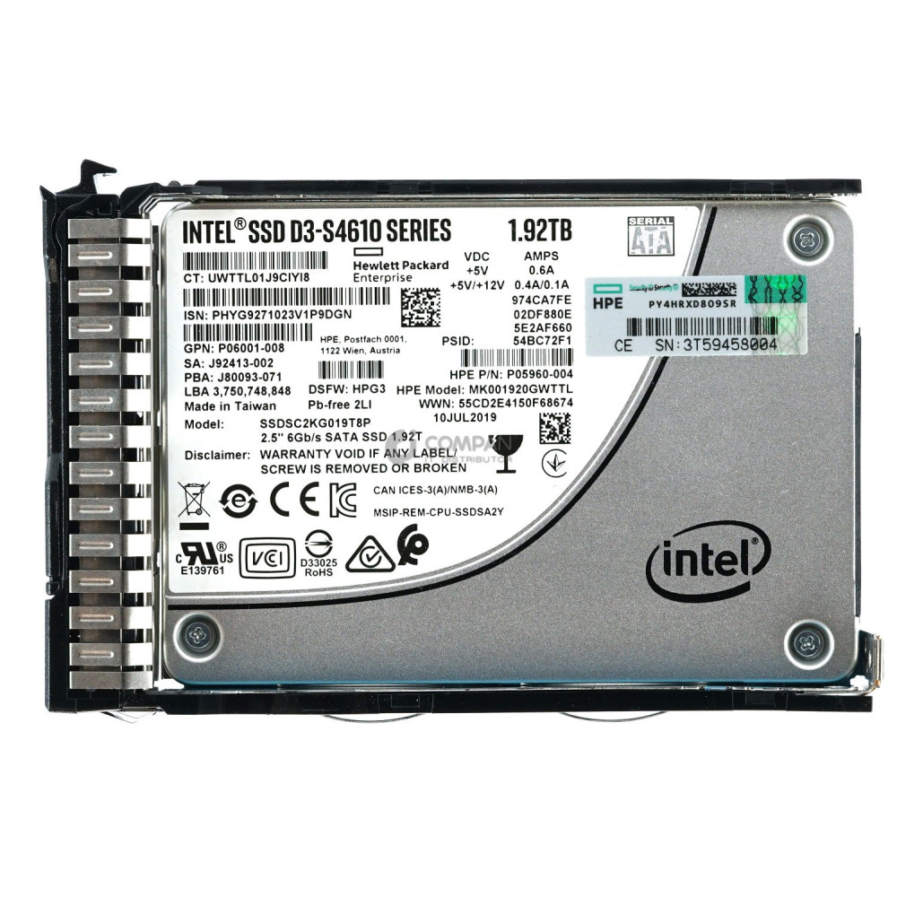 P19695-001 HP D3-S4610 SERIES SSD 1.92TB SATA 6G 2.5" SFF