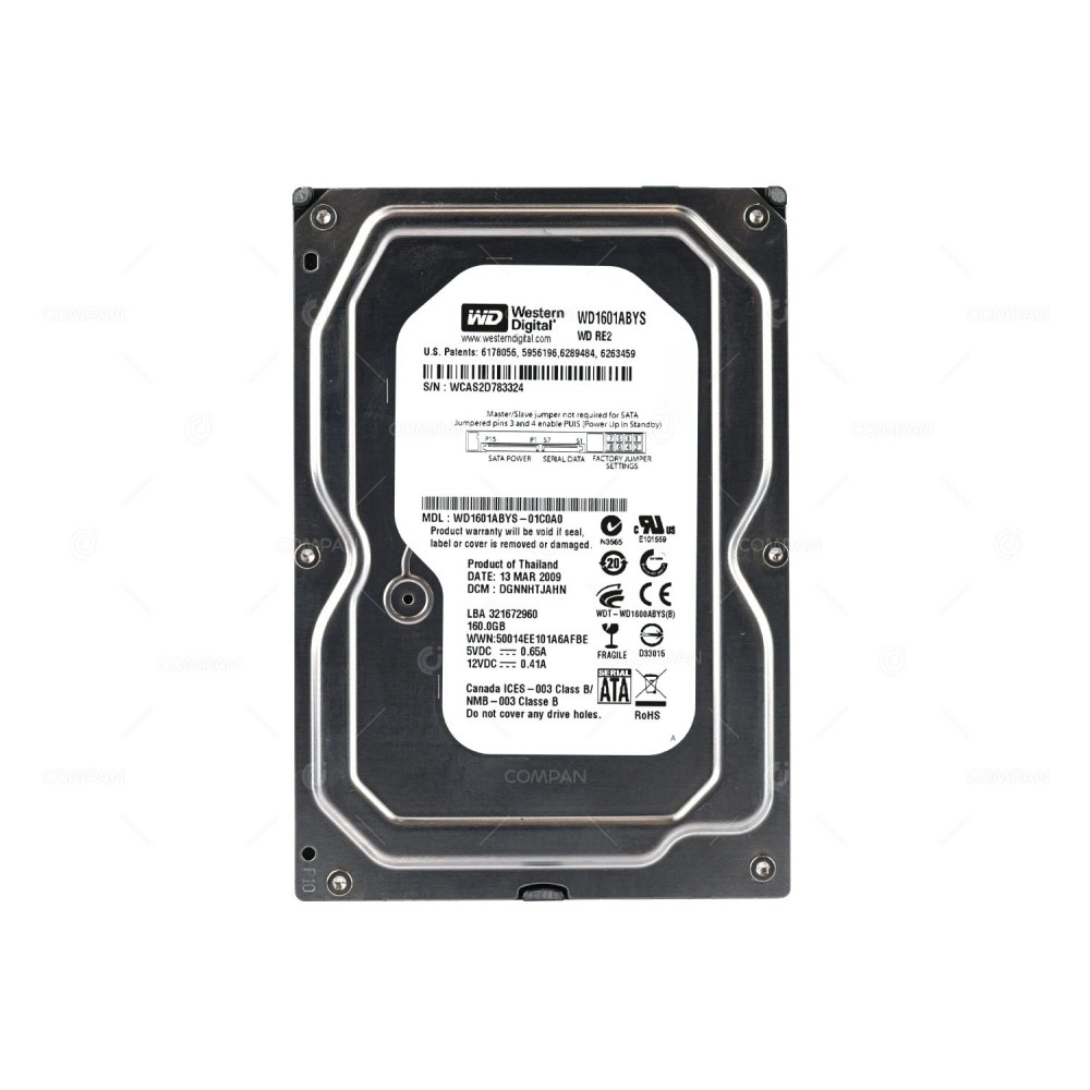 WD1601ABYS WD HARD DRIVE 160GB 7.2K 3G SATA 3.5 LFF WD1601ABYS-01C0A0