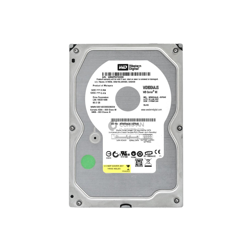 WD800AAJS WD HARD DRIVE 80GB 7.2K 3G SATA SATA 3.5 LFF WD800AAJS-00PSA0