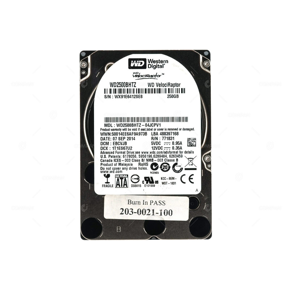WD2500BHTZ WD VELOCIRAPTOR 250GB 10K 6G SATA 2.5 SFF WD2500BHTZ-04JCPV1