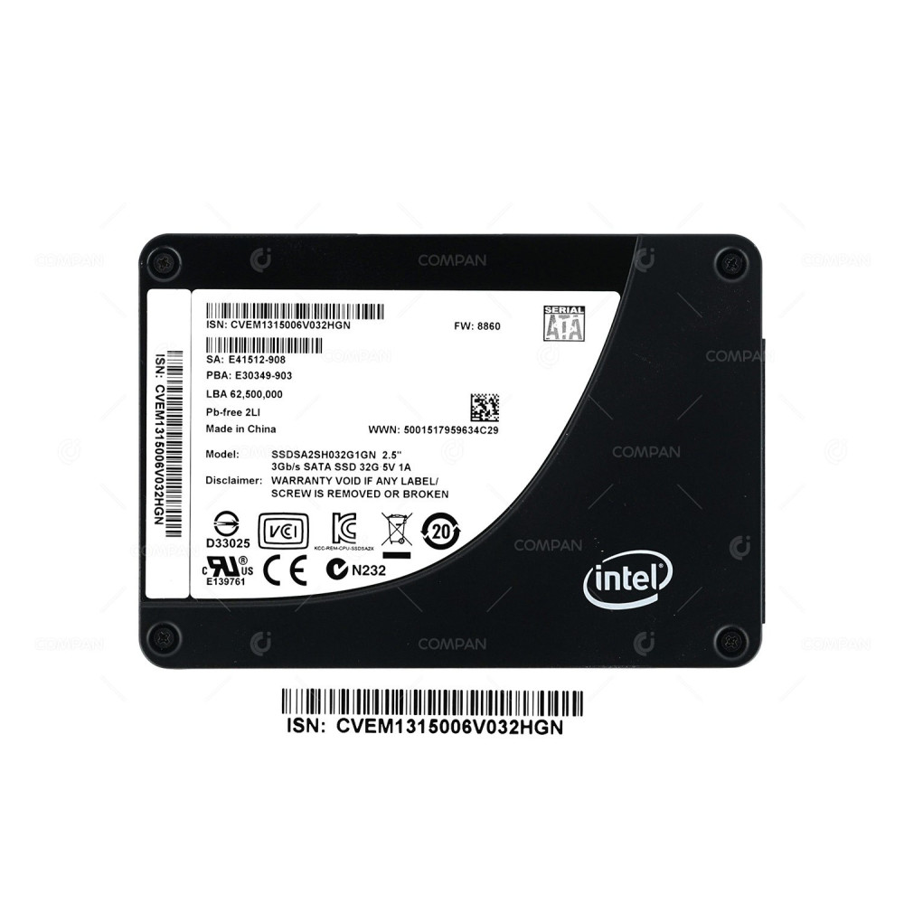 SSDSA2SH032G1GN INTEL SSD 32GB SATA 3G 2.5" SFF