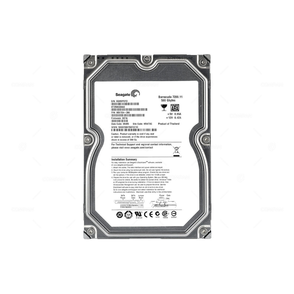 ST3500320AS SEGATE HARD DRIVE 500GB 7.2K 3G 3.5 SATA -
