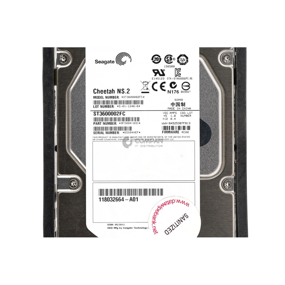 005049166 EMC HARD DRIVE 600GB 10K 2/4GB 520BPS 3.5 LFF 118032664-A01, ST3600002FC