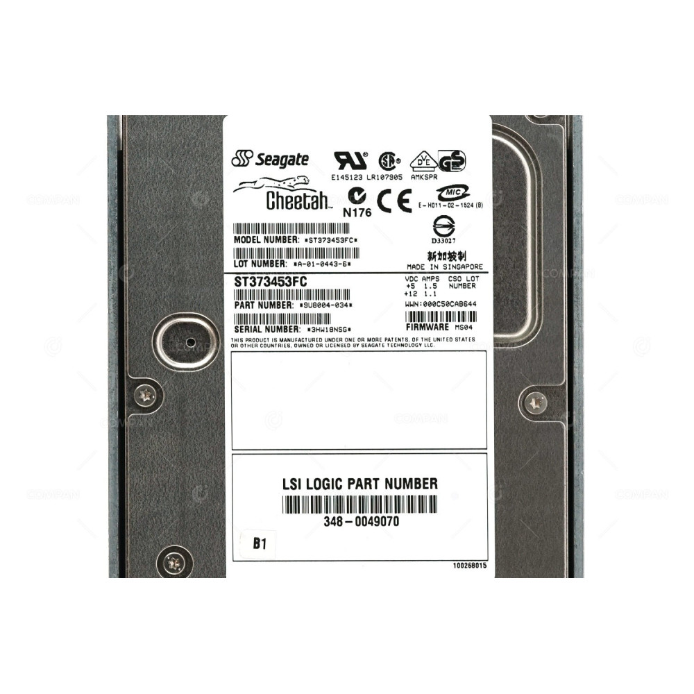 348-0049070 LSI LOGIC HARD DRIVE 73GB 15K FC 3.5 LFF ST373453FC