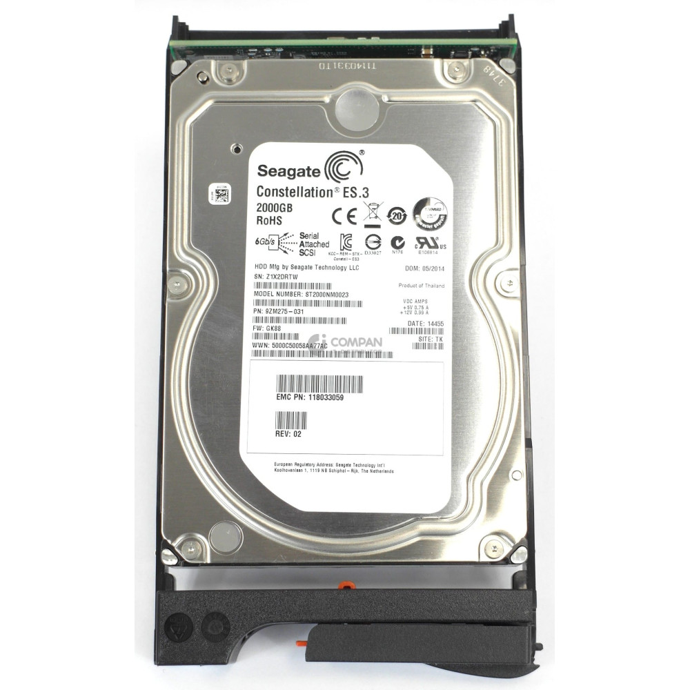 005050743 EMC 2TB 7.2K 6G SAS 3.5 LFF HOT-SWAP FOR VNX3100/3150 ST2000NM0023