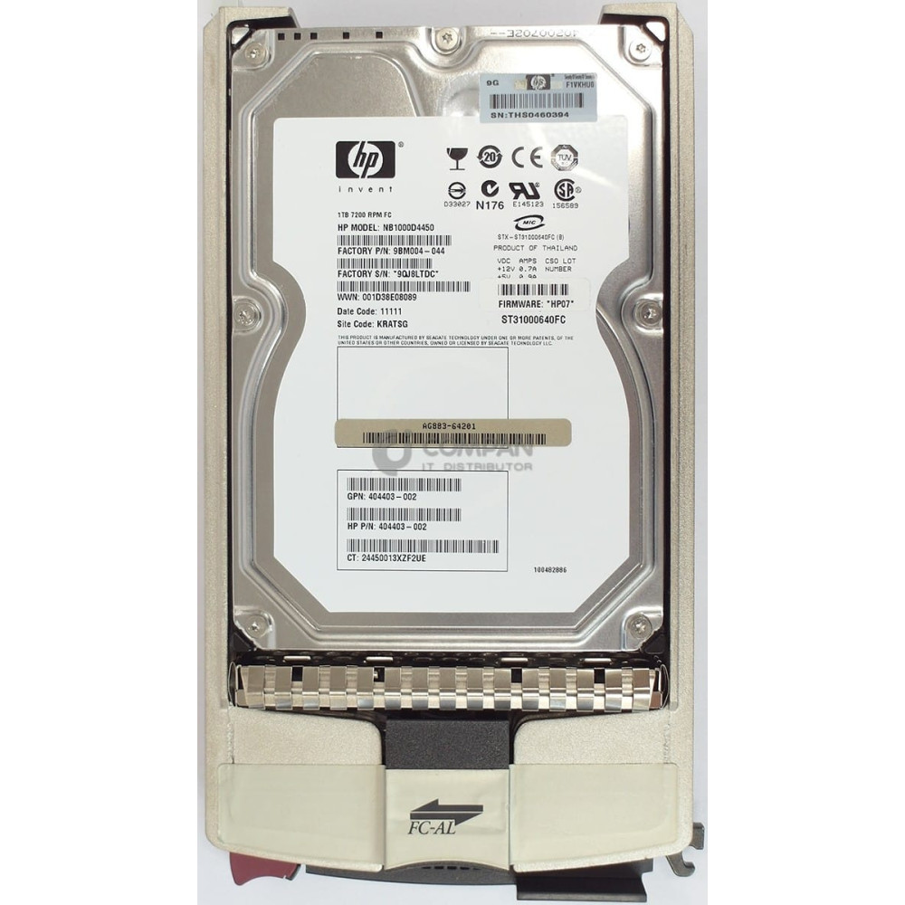 454416-001 HP 1TB 7.2K 2G SATA DP 3.5 LFF HOT-SWAP FOR M5314 404403-002, ST31000640FC,454416-001,AG883-64201