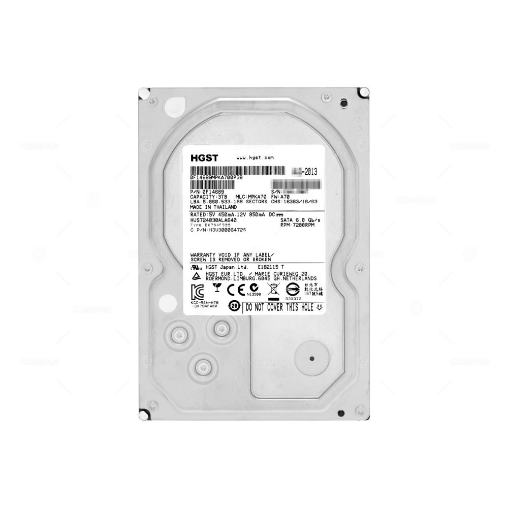 HUS724030ALA640 HITACHI HDD 3TB 7.2K SATA 6G 3.5" LFF