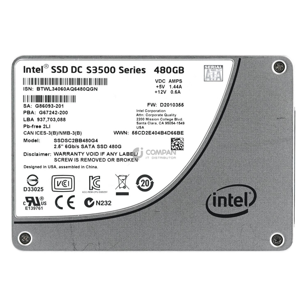 SSDSC2BB480G4 INTEL 480GB 6G MLC SATA SSD 2.5 SFF G86093-201