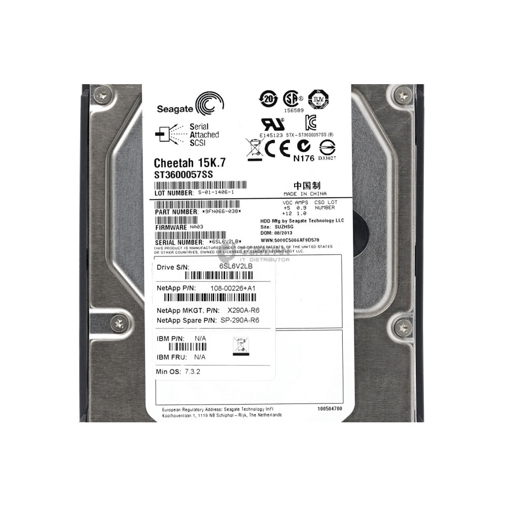 X290A-R5 NETAPP 600GB 15K 3G SAS 3.5 LFF HOT-SWAP FOR FAS20XX SP-290A-R5, 108-00226+A1