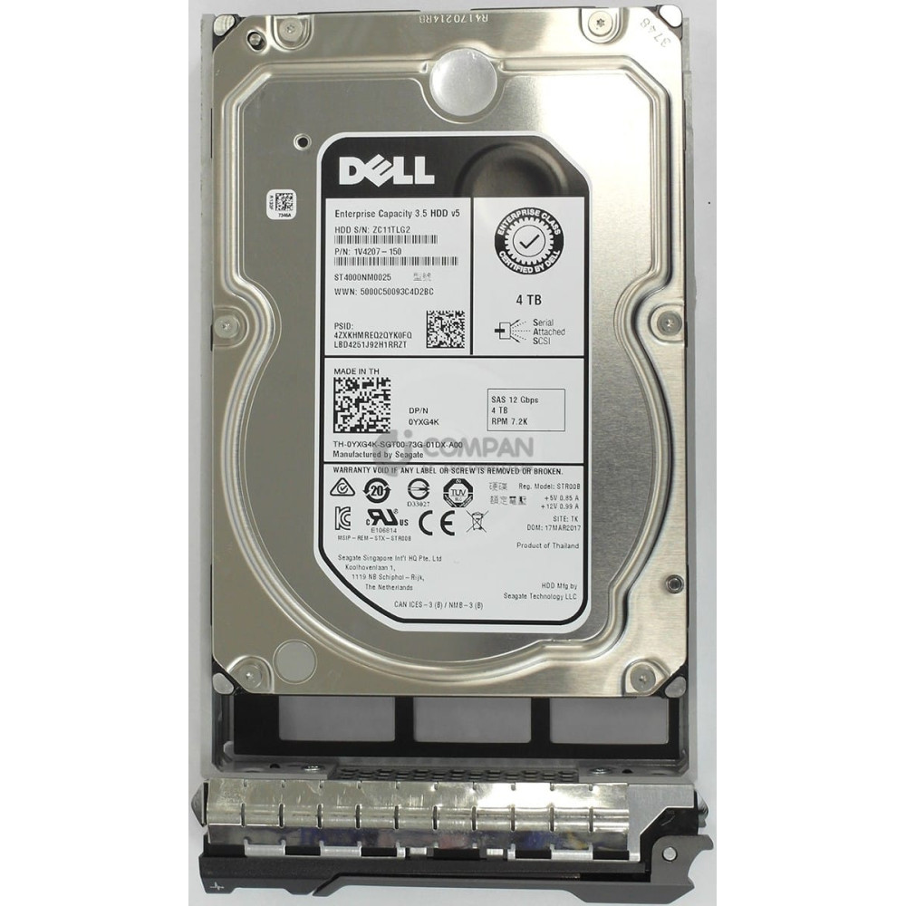 YXG4K DELL 4TB 7.2K 12G SAS 3.5 LFF HOT-SWAP 0YXG4K, ST4000NM0025