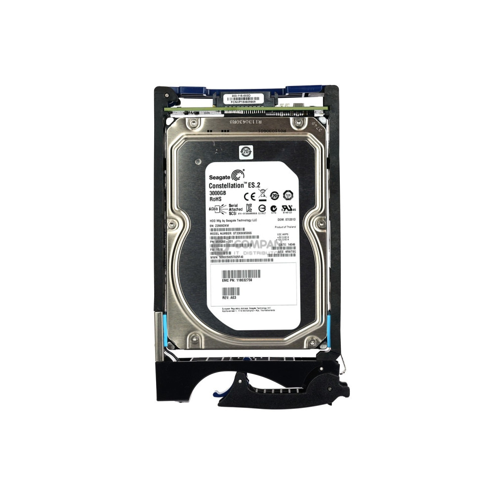 005049573 EMC HARD DRIVE 3TB 7.2K 6G 3.5 LFF SAS 118032759, ST33000650SS