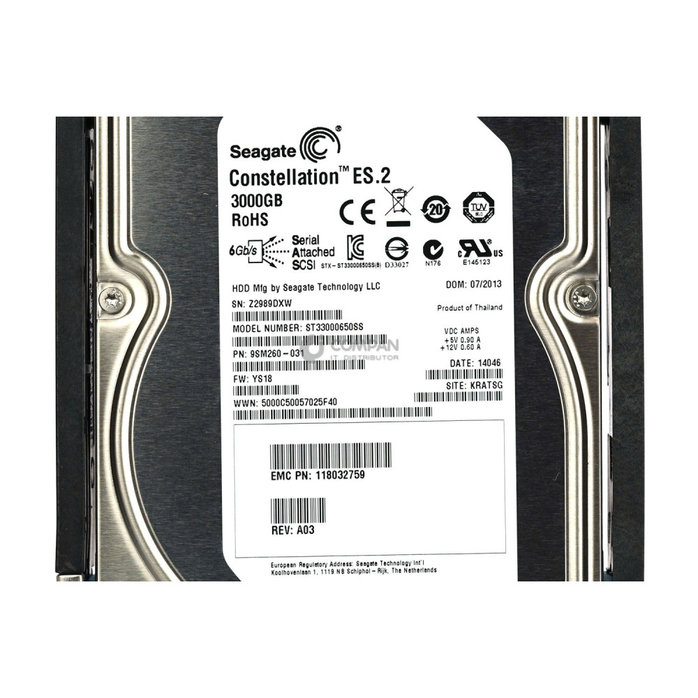 005049573 EMC HDD 3TB 7.2K SAS 6G 3.5" LFF