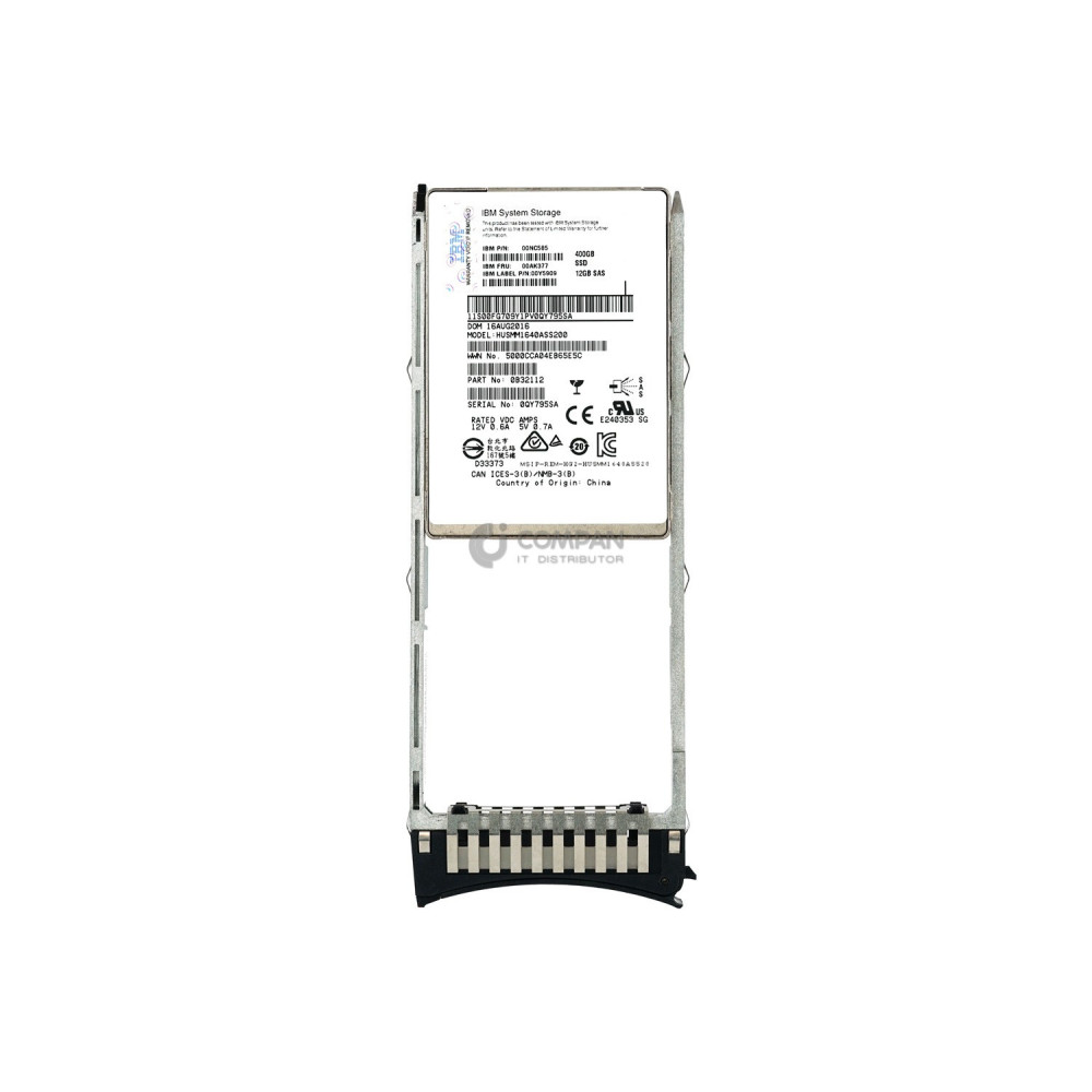 00AK377 IBM 400GB SSD 12G SAS 2.5 SFF HOT-SWAP FOR V3700 00NC585, HUSMM1640ASS200