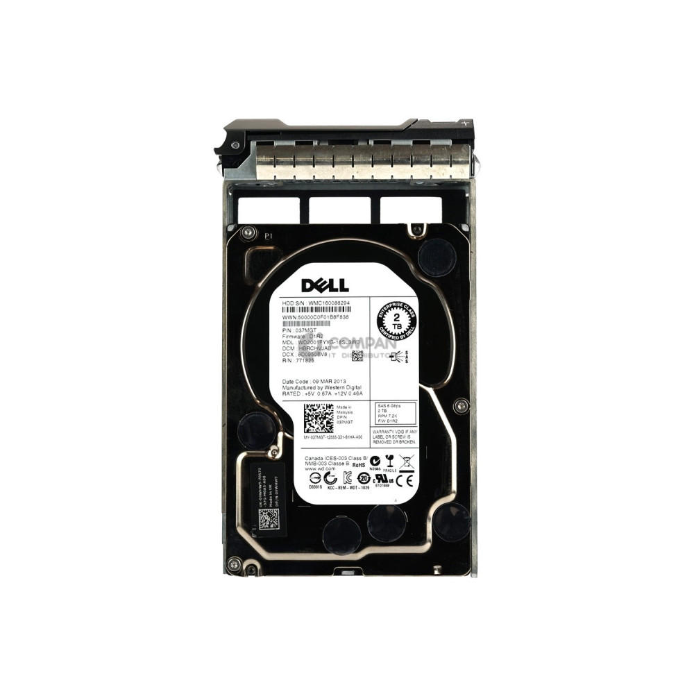 37MGT DELL HARD DRIVE 2TB 7.2K 6G 3.5 LFF SAS 037MGT, WD2001FYYG-18SL3W0