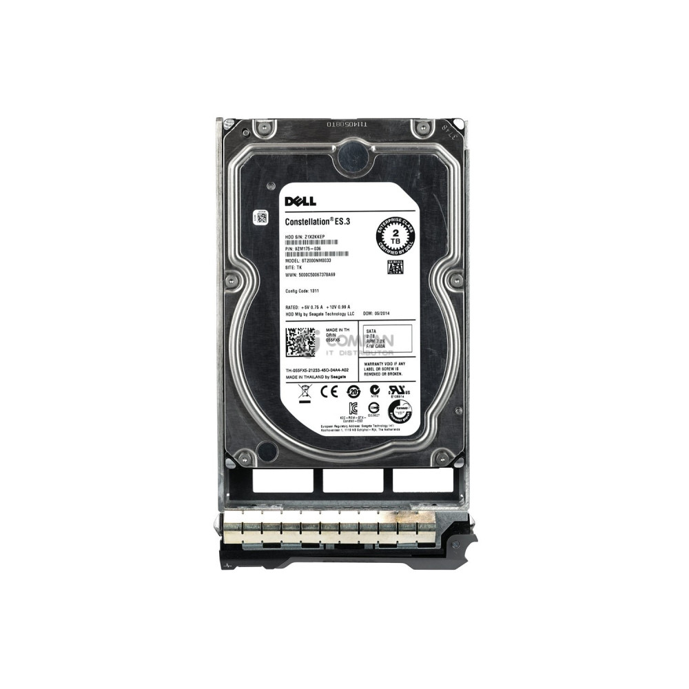 55FX5 DELL HARD DRIVE 2TB 7.2K 6G 3.5 SATA 055FX5, ST2000NM0033