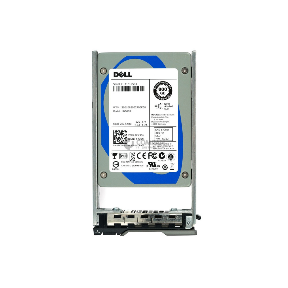 5Y05N DELL HARD DRIVE 800GB 6G SSD 2.5 SAS HOT-SWAP 05Y05N