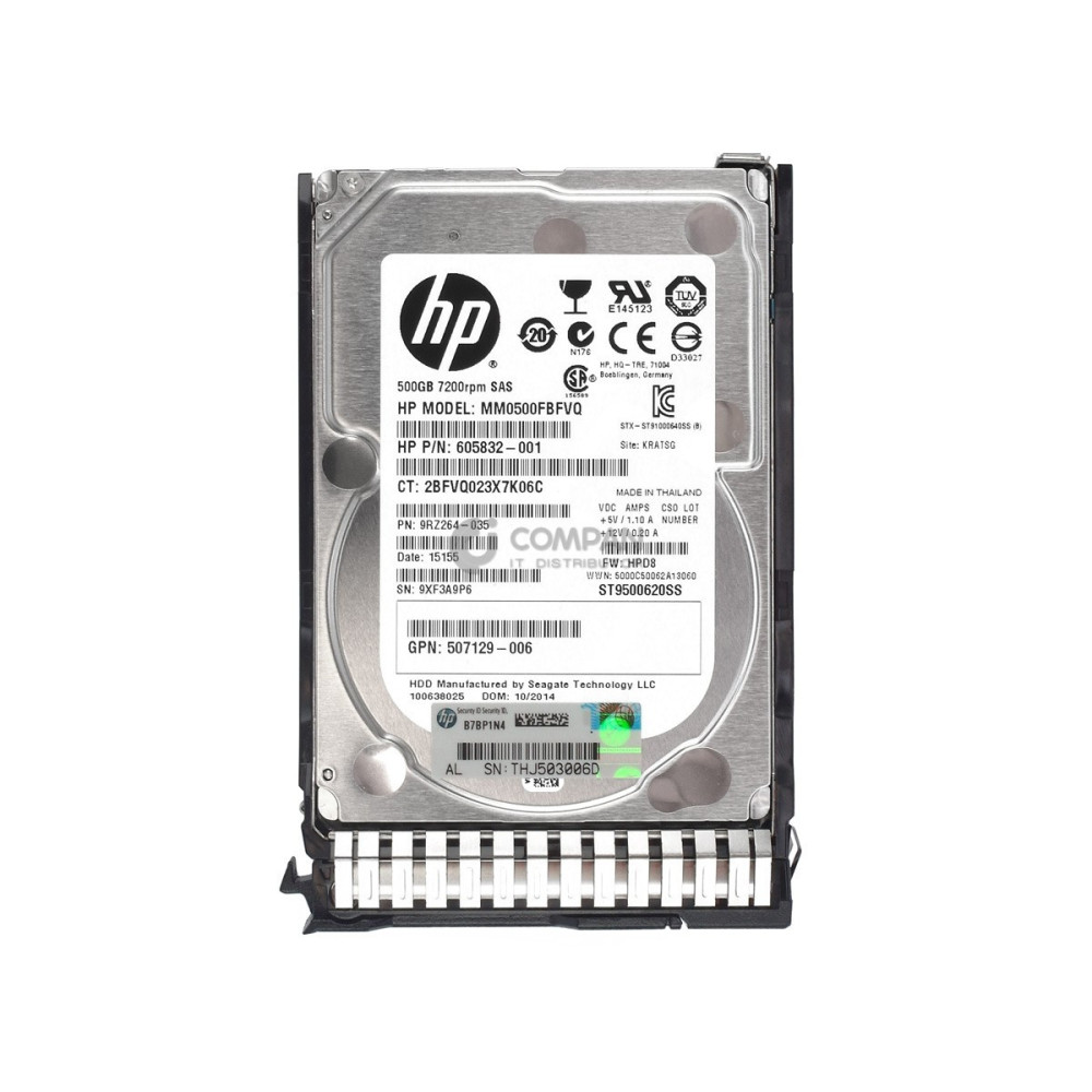 653953-001 HP 500GB 7.2K 6G SAS 2.5 SFF HOT-SWAP HDD 605832-001