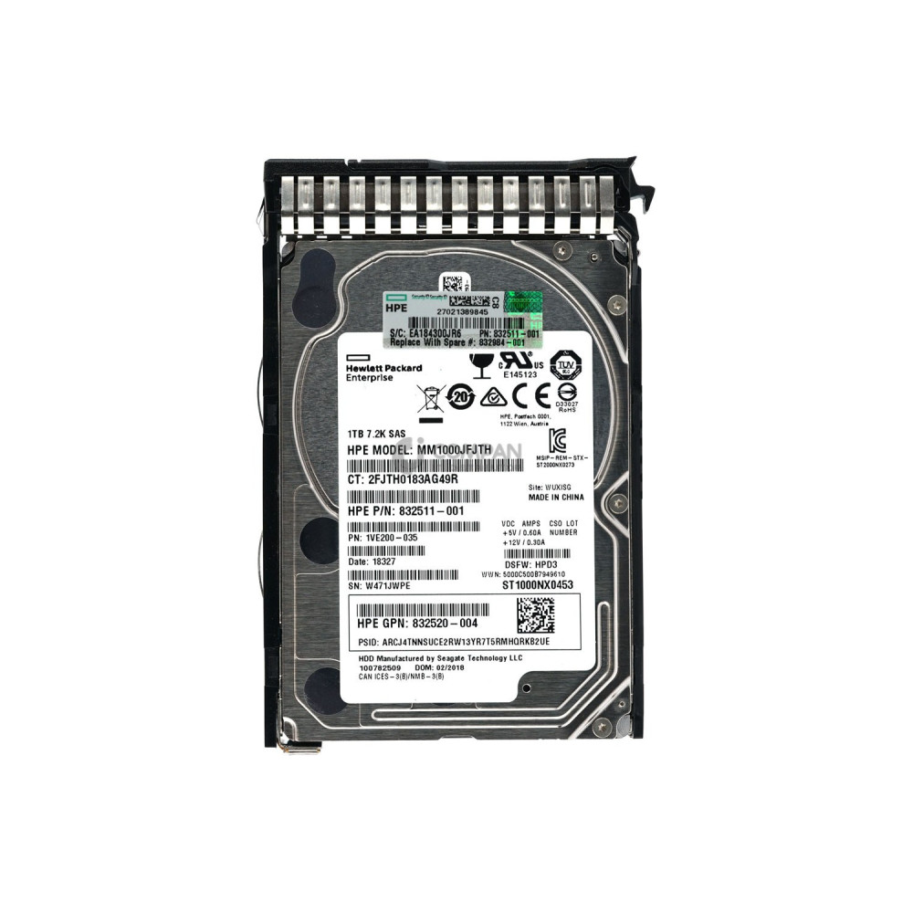 832984-001 HP HDD 1TB 7.2K SAS 12G 2.5" SFF
