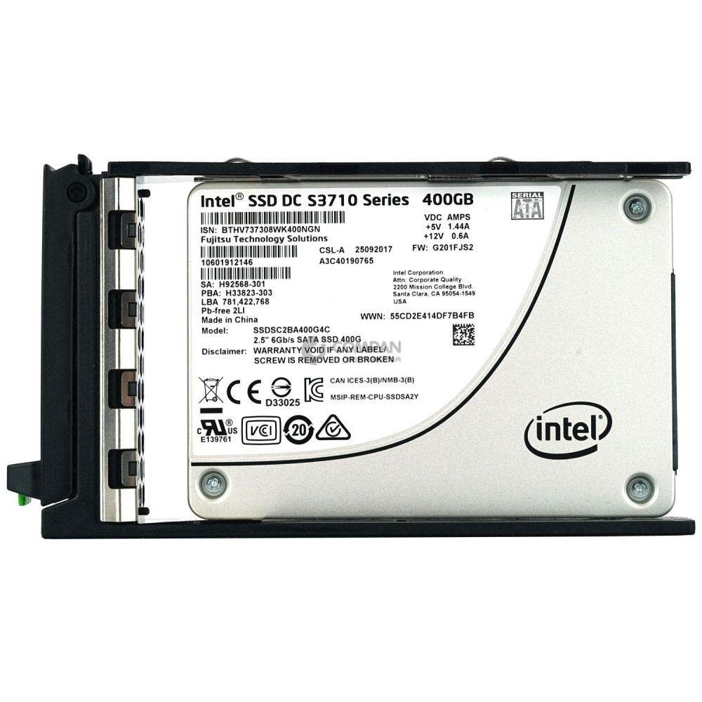 A3C40190765 FUJITSU HARD DRIVE 400GB 6G 2.5 SATA SSD DC S3710 SERIES SSDSC2BA400G4C, 10601912146, H92568-301, S3710