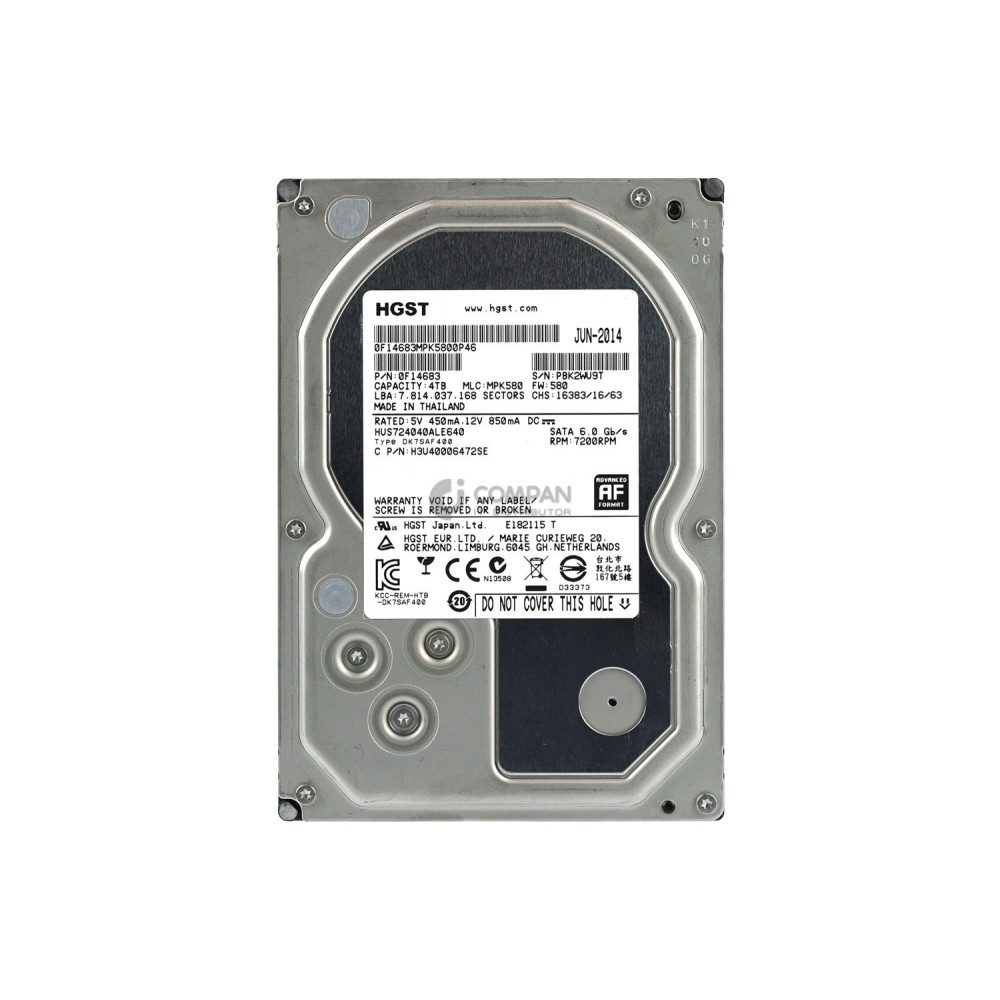 HUS724040ALE640 HITACHI 4TB 7.2K 6G SATA III 3.5 LFF AF HARD DRIVE -
