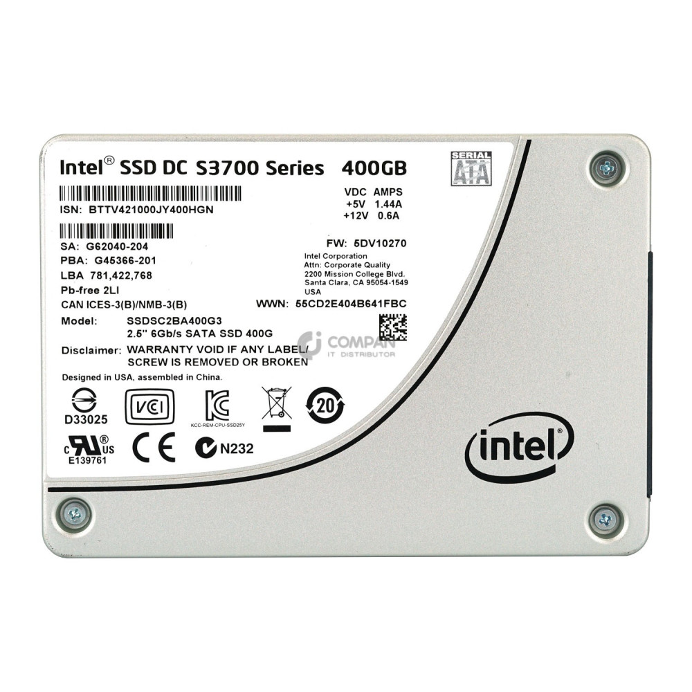 SSDSC2BA400G3 INTEL 400GB 6G SATA SSD 2.5 SFF HOT-SWAP -