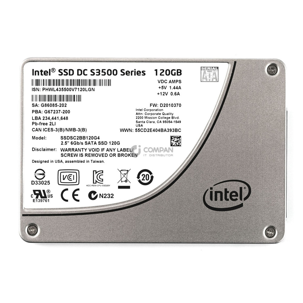 SSDSC2BB120G4 INTEL 120GB 6G 2.5 SATA SSD G86085-202, G67237-200