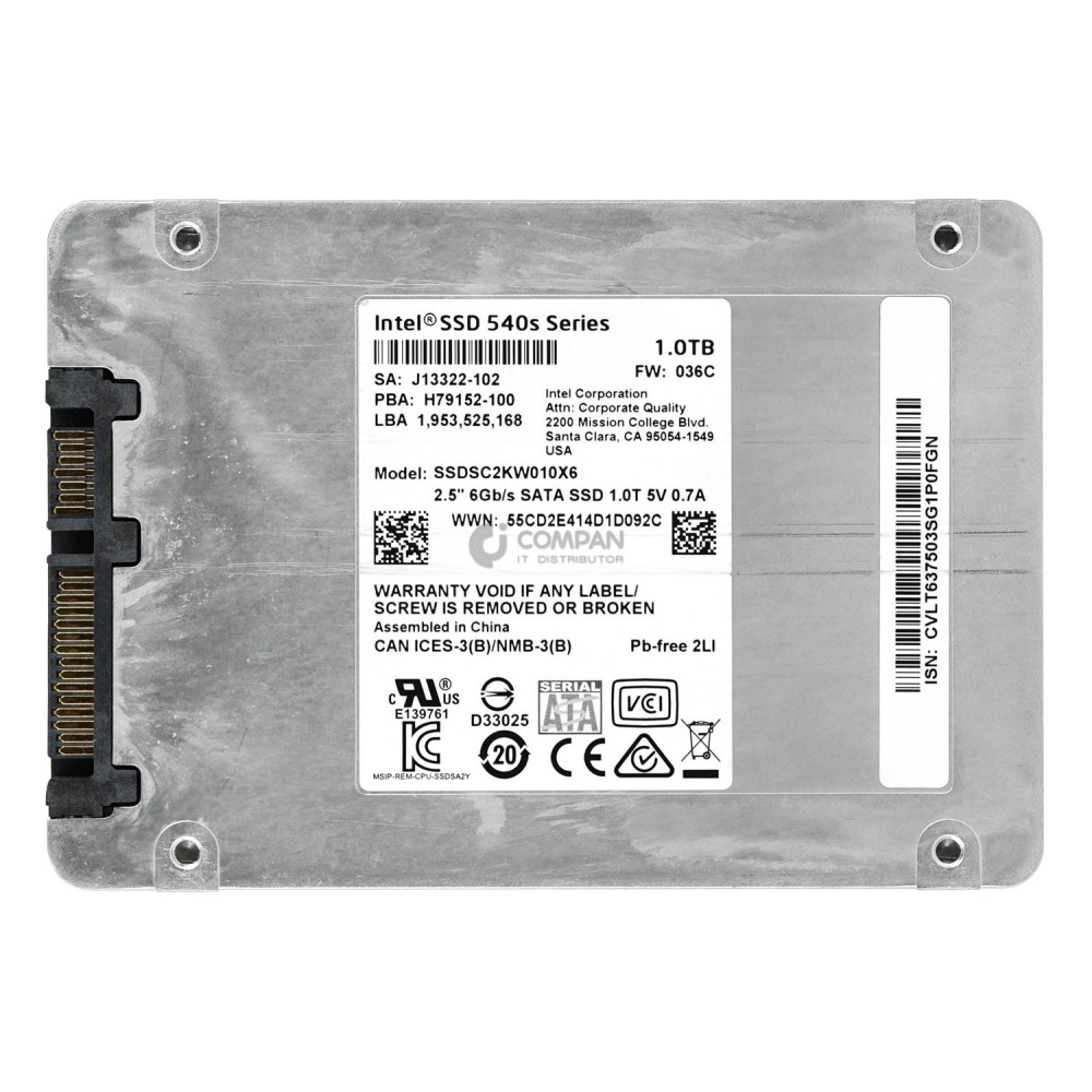 SSDSC2KW010X6 INTEL 1TB 6G SATA SSD 540S SERIES 2.5 SFF J13322-102