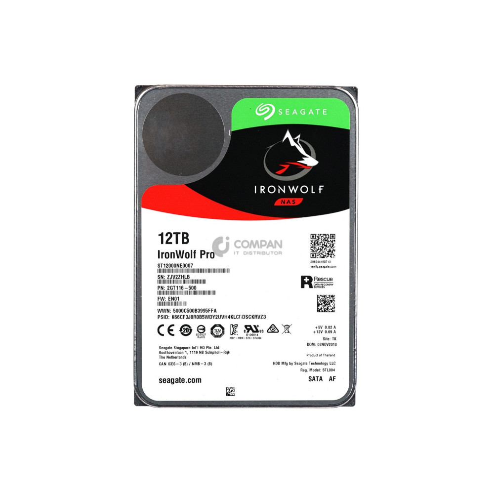 ST12000NE0007 SEAGATE IRONWOLF PRO NAS HDD 12TB 7.2K 6G SATA 3.5 LFF 256MB CACHE -