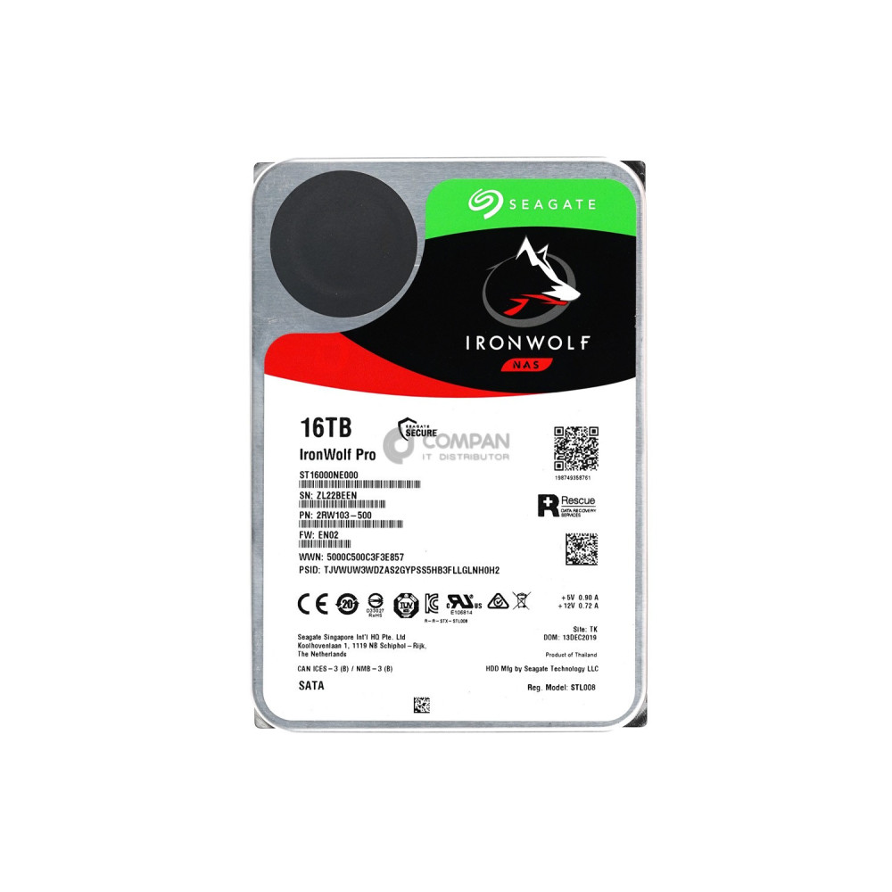 ST16000NE000 SEAGATE IRONWOLF PRO NAS HDD 16TB 7.2K 6G SATA 3.5 LFF 256MB CACHE -
