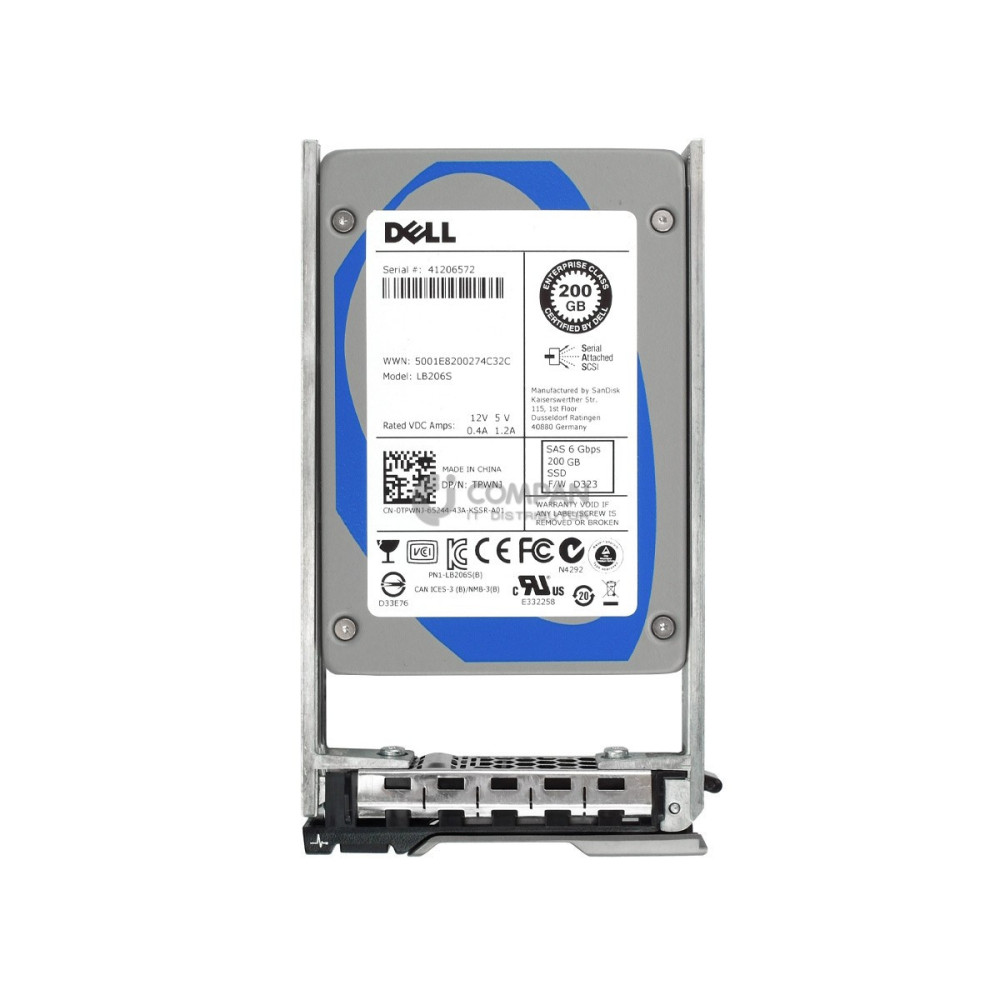 TPWNJ DELL HARD DRIVE 200GB 6G 2.5 SAS SSD 0TPWNJ