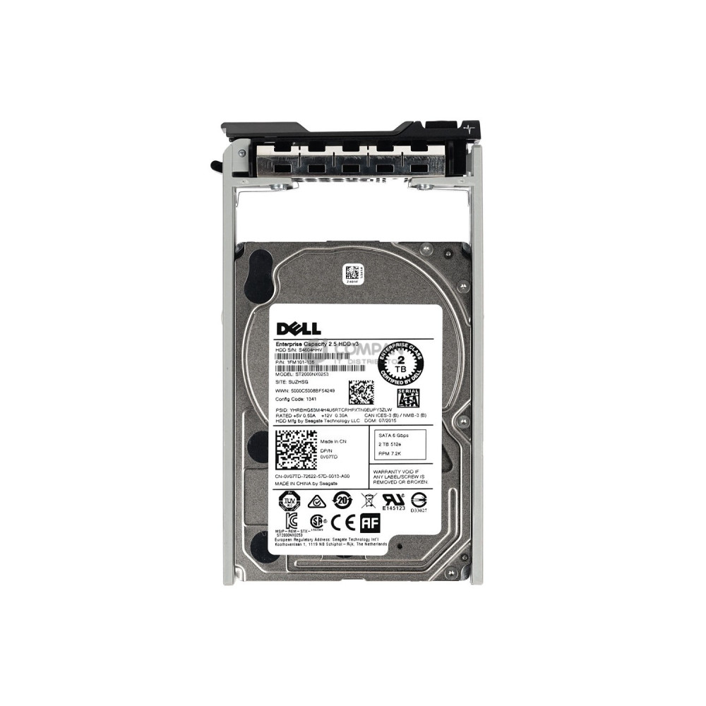 V07TD DELL HARD DRIVE 2TB 7.2K 6G 512E 2.5 SFF SATA 0V07TD