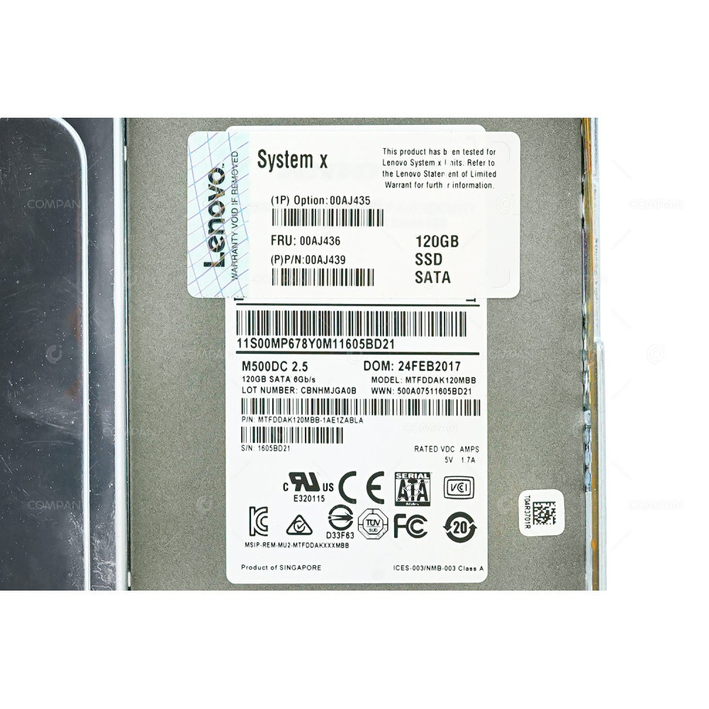00AJ436 LENOVO SSD 120GB SATA 6G 3.5" LFF HOT-SWAP FOR SYSTEM X
