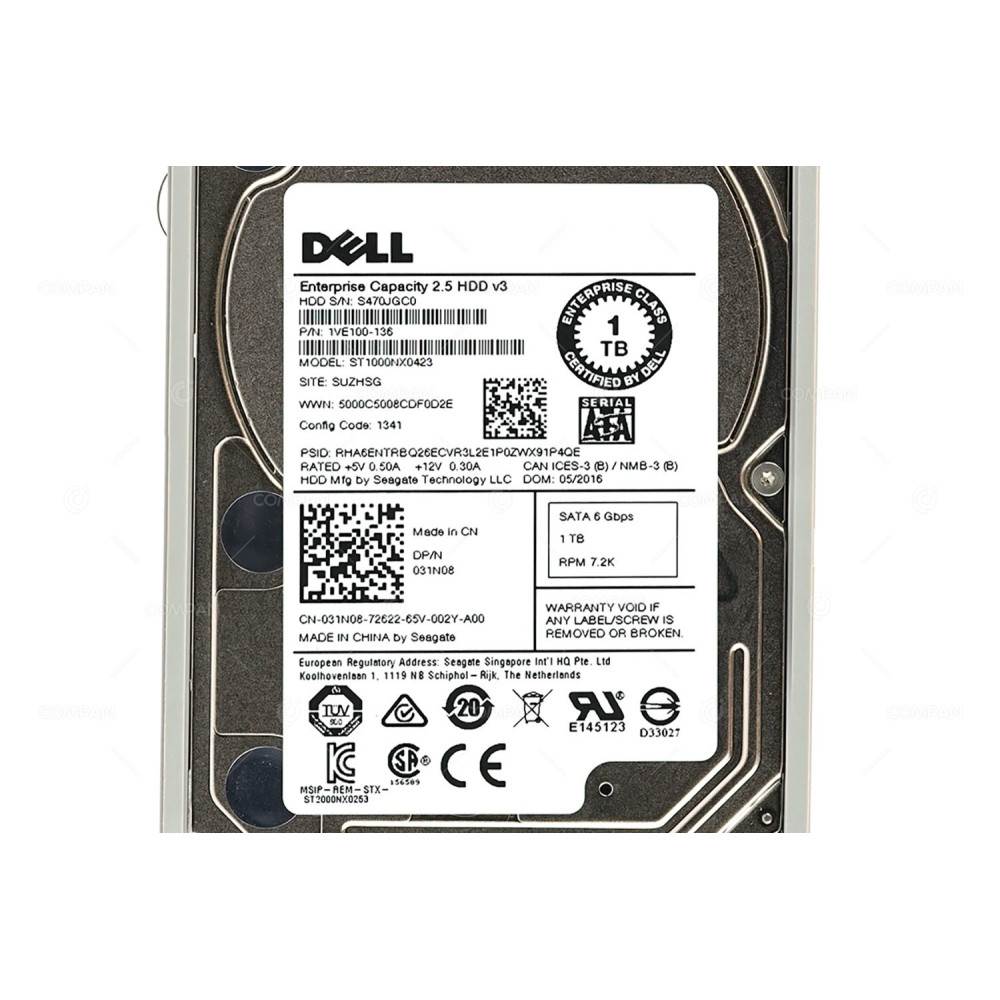 31N08 DELL HDD 1TB 7.2K SATA 6G 2.5" SFF