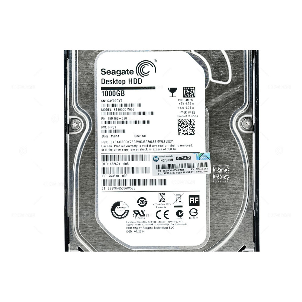 779802-001 HP HARD DRIVE 1TB 7.2K 6G 3.5 LFF SATA NON-HOT PLUG
