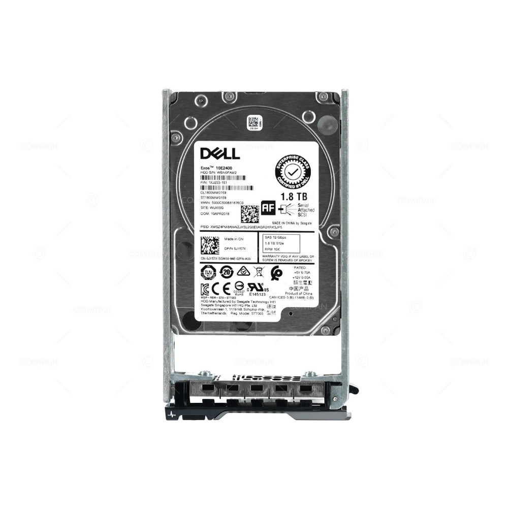 JY57X DELL EXOS 10E2400 HARD DRIVE 1.8TB 10K 12G SAS 512E 2.5 SFF HOT-SWAP G14
