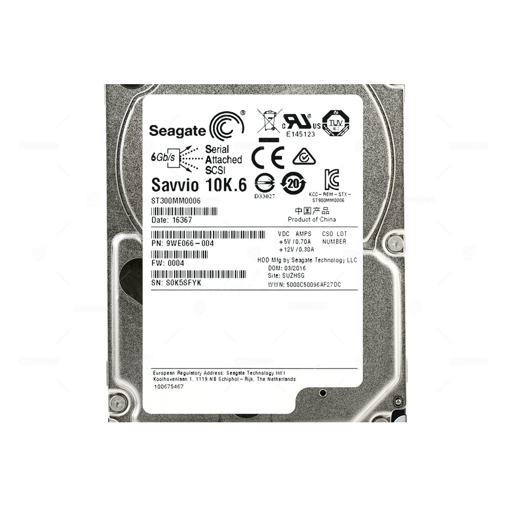 ST300MM0006 SEAGATE HARD DRIVE 300GB 10K 6G SAS 2.5 SFF HOT-SWAP