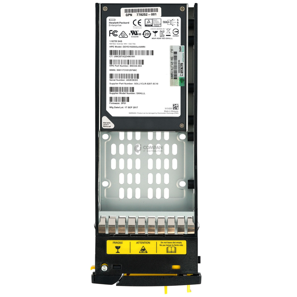 E7Y57A HP 1.92TB 6G SAS 2.5 CMLC SSD HDD HOT-SWAP 3PAR 778180-001, 778252-001, 762770-003