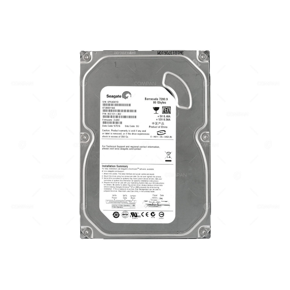 ST380811AS SEAGATE HARD DRIVE 80GB 7.2K 3.5 LFF