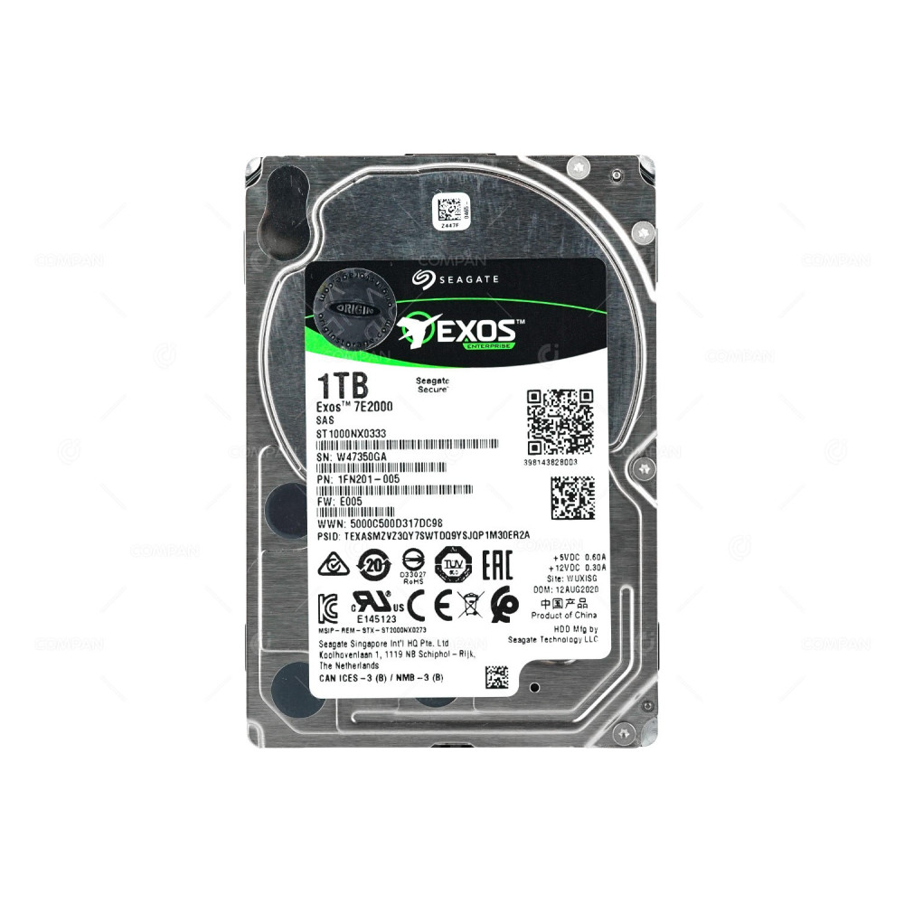 ST1000NX0333 SEAGATE EXOS ENTERPRISE 7E2000 HARD DRIVE 1TB 7.2K 12G SAS 512E 2.5 SFF HOT-SWAP 1FN201-005