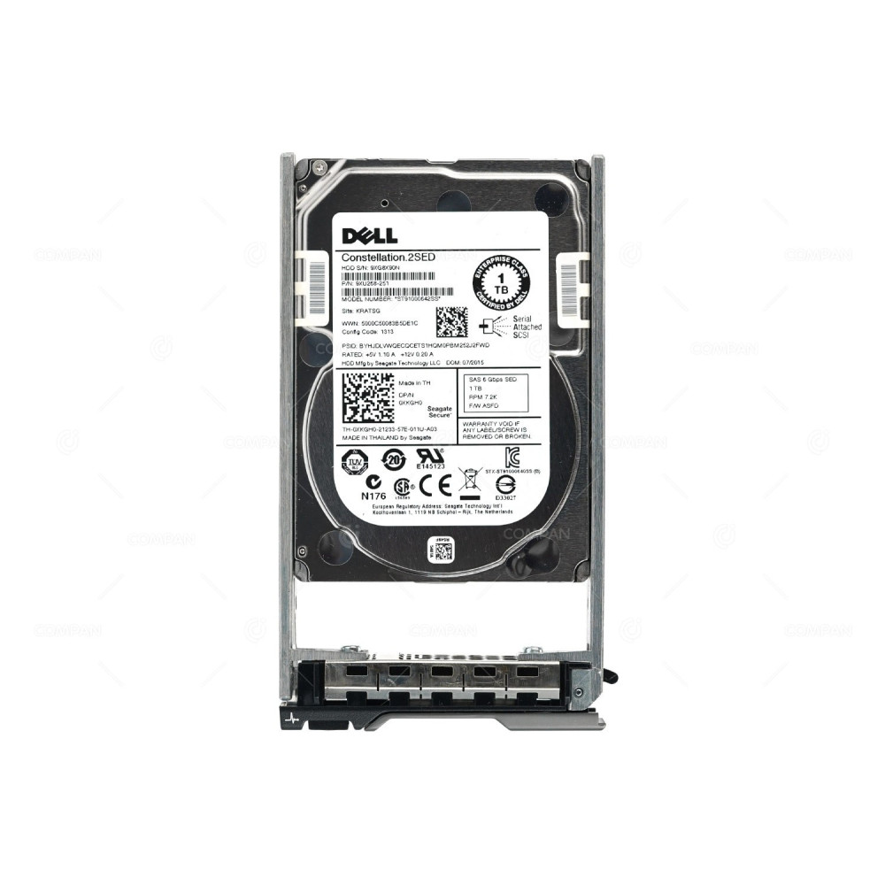 XKGH0 DELL HARD DRIVE 1TB 7.2K 6G SAS SED 2.5 SFF G11 G12 G13 0XKGH0, 9XU268-251, ST91000642SS