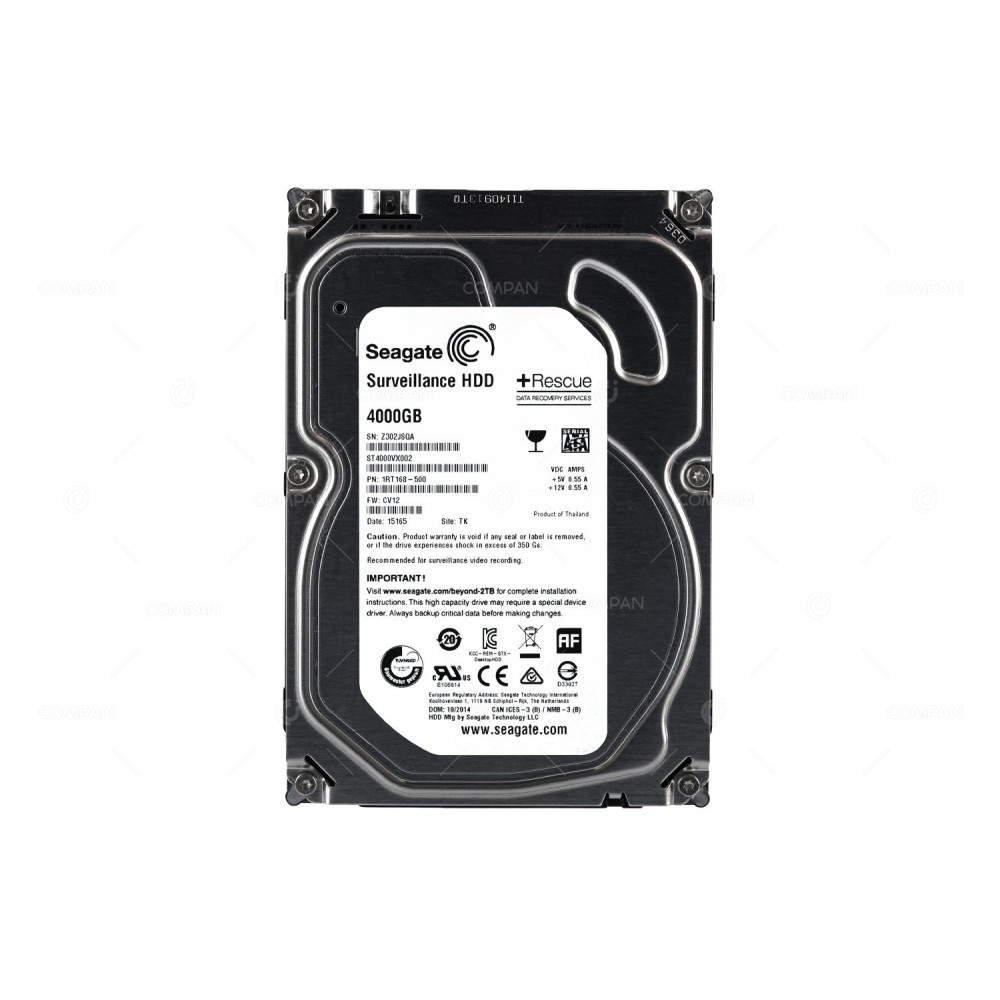 ST4000VX002 SEAGATE 4TB 6G SATA 5.9K LFF 3.5 64MB CACHE SURVEILANCE HDD -