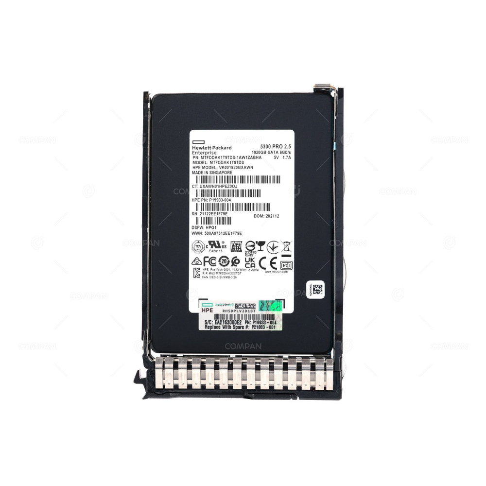 P21083-001 HP 1.92TB 6G SATA DS 5300 PRO 2.5 SSD FOR HP DL380 G10