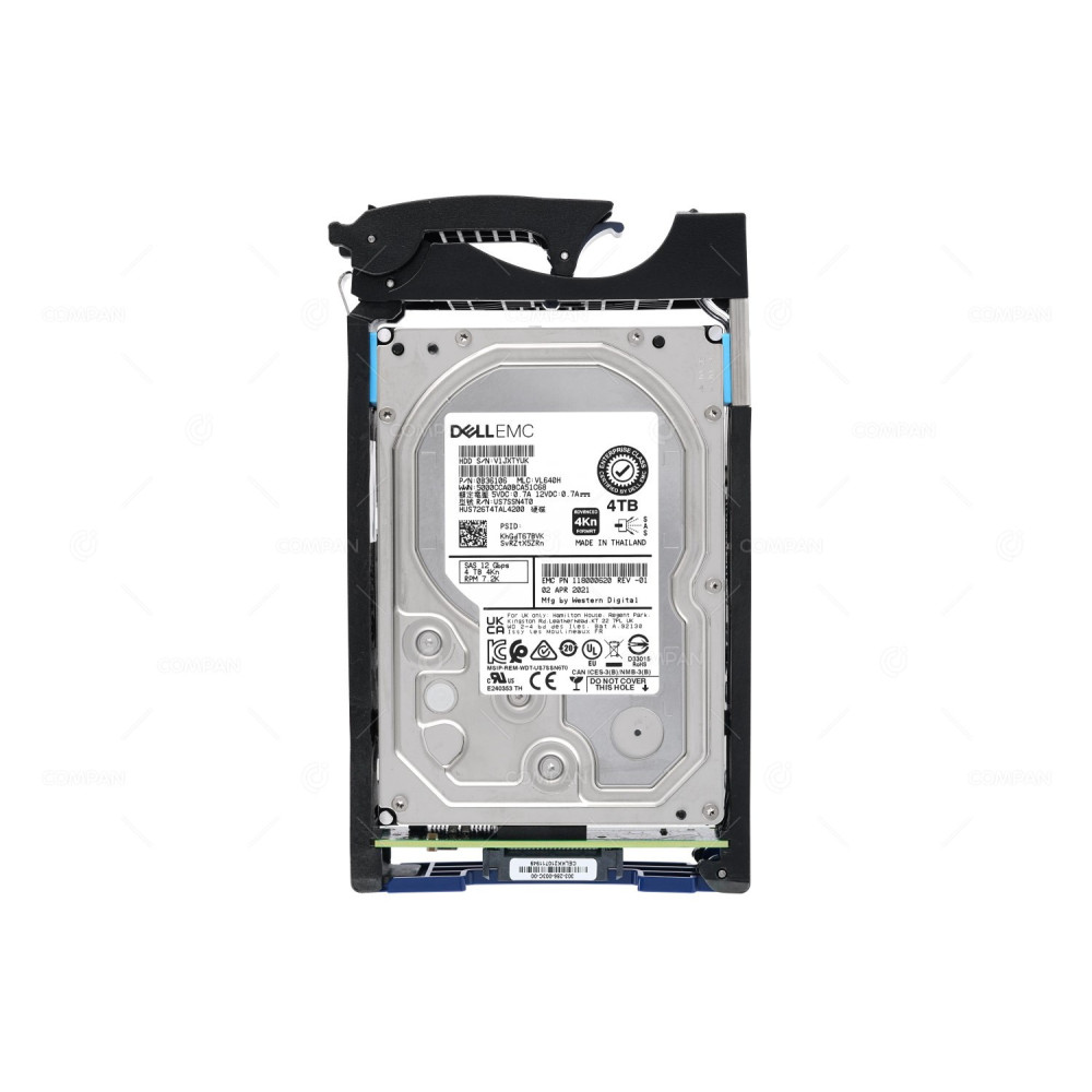 005053110 EMC HARD DRIVE 4TB 7.2K 6/12GB SAS ADVANCED FORMAT AF 4KN 4160 BPS 3.5 LFF FOR UNITY 300 400 500 600 118000620-01, 0B36106, HUS726T4TAL4200