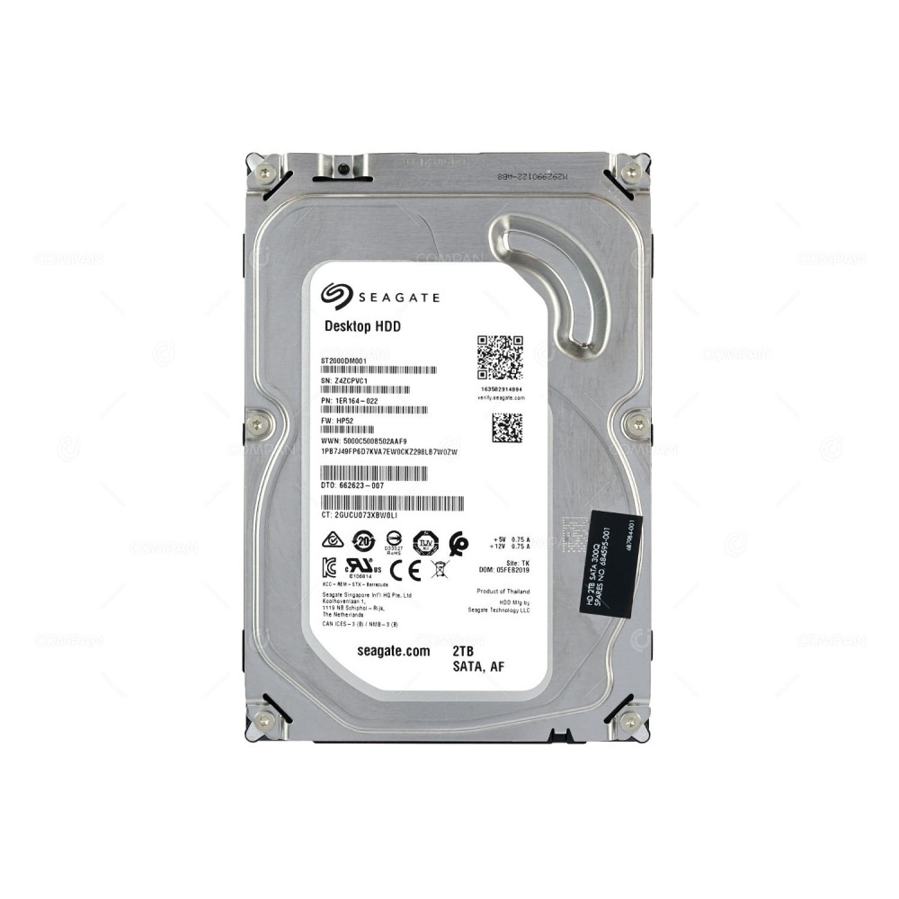 684595-001 HP HARD DRIVE 2TB 7.2K 6G 3.5 SATA LFF 64MB CACHE FOR Z8 G4 DT01ACA200, ST2000DM001